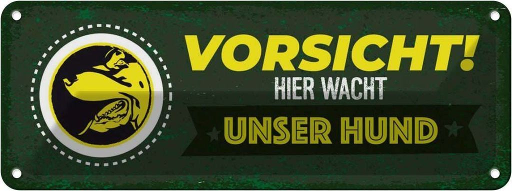 vianmo Blechschild 10x27 cm Vorsicht hier wacht unser Hund