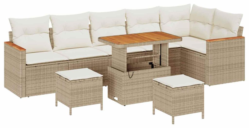 Gartensofa-set 9 pcs Beige Poly-Rattan