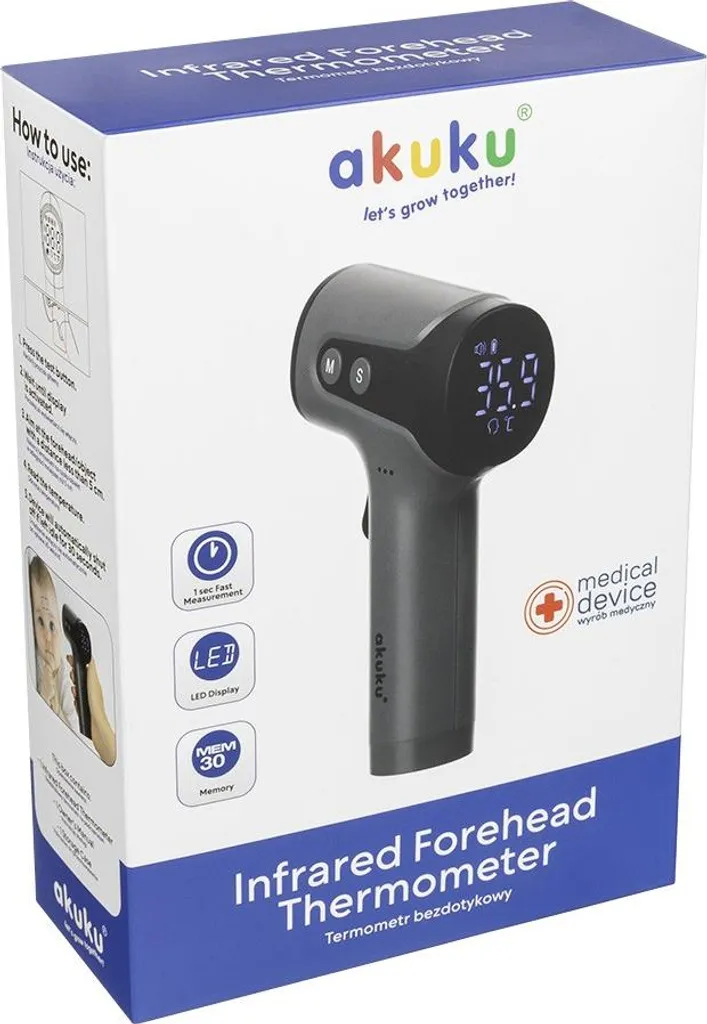 Thermomètre frontal infrarouge AKUKU A0693 sans contact médical précis