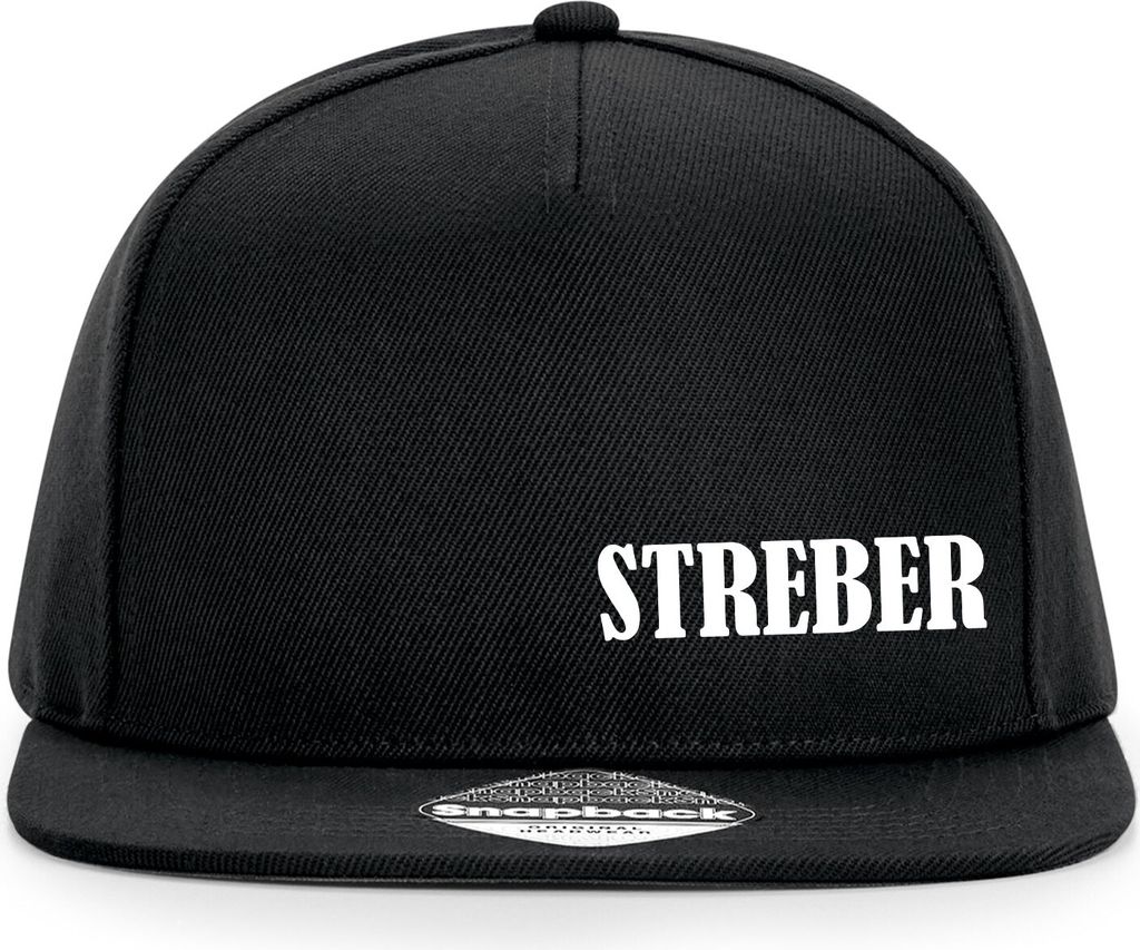 Huuraa Cappy Mütze Streber Schriftzug Black Polyester Snapback Kappe Geschenkidee