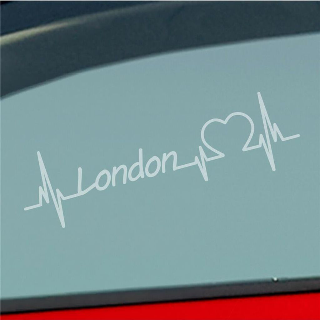 Auto Aufkleber London Herz Herzschlag 19x5 cm Milchglas Produktbild 