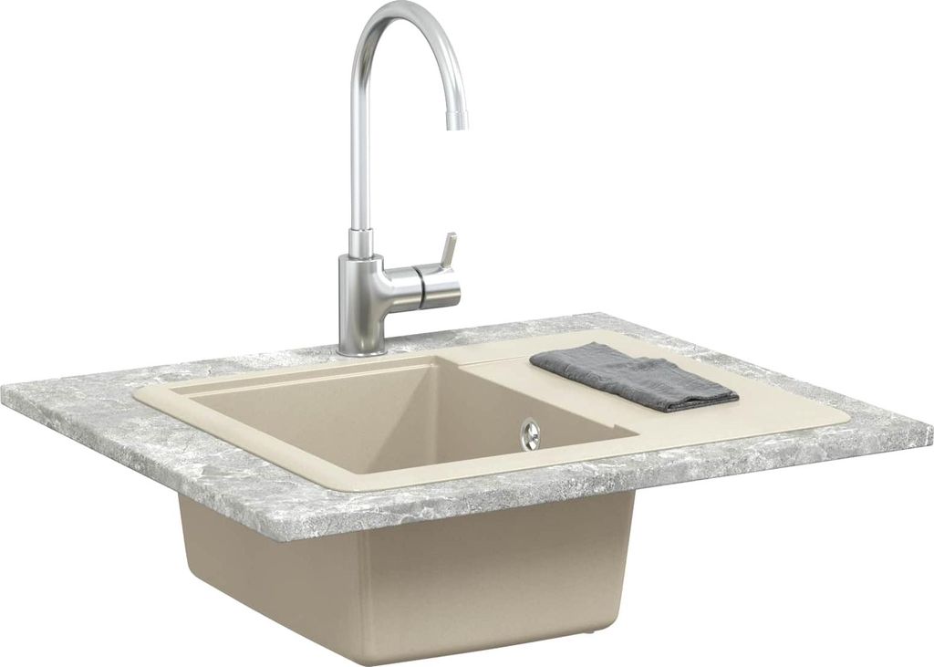 vidaXL Waschbecken Beige 560 x 460 mm 80% Quarz und 20% Harz