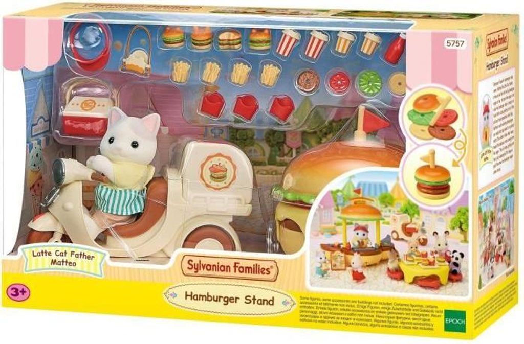 Catering-Spiel SYLVANIAN FAMILIES Hamburgerstand Papa Latte Katze und Roller