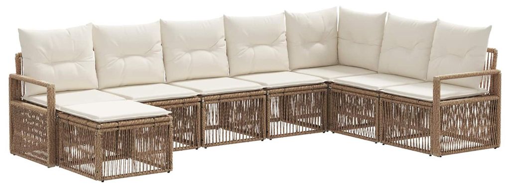 vidaXL Gartensofa-set 8 pcs Beige Poly-Rattan
