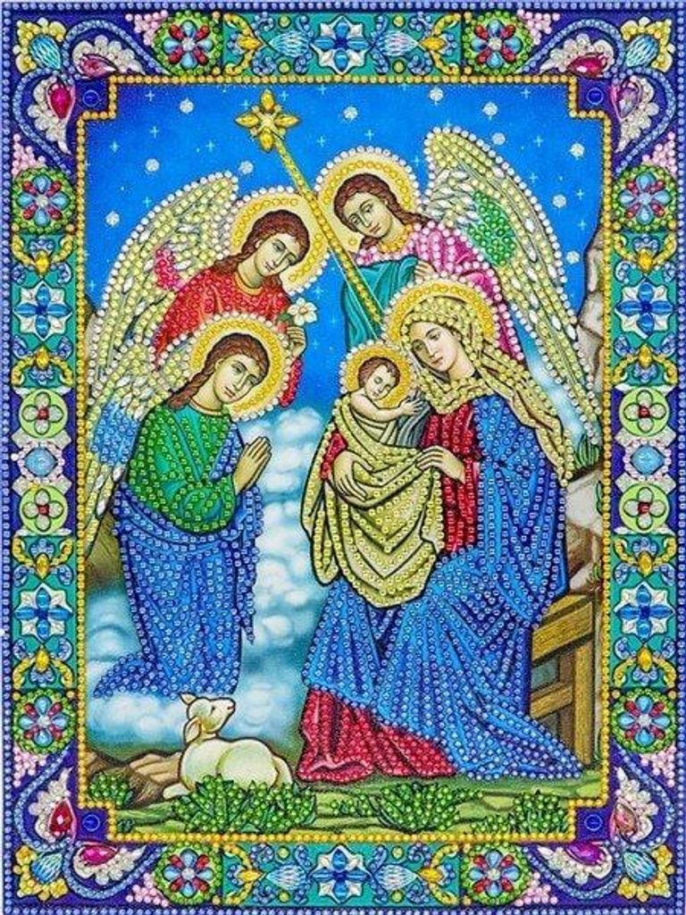 Diamantstickerei Geburt Jesu 30x40 cm