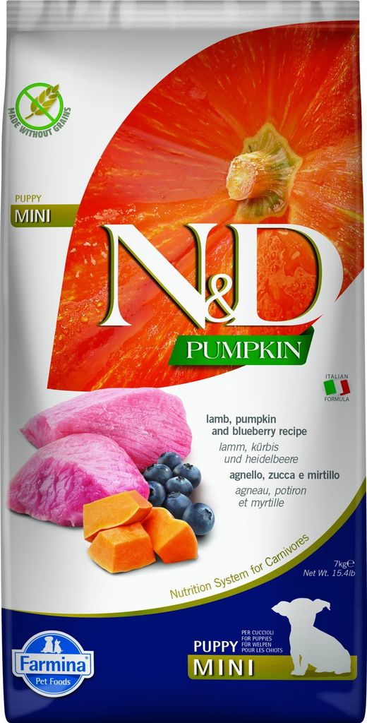 FARMINA N&D GF PUMPKIN LAMB&BLUEBERRY PUPPY MINI - SUCHÉ Obrázok produktu 