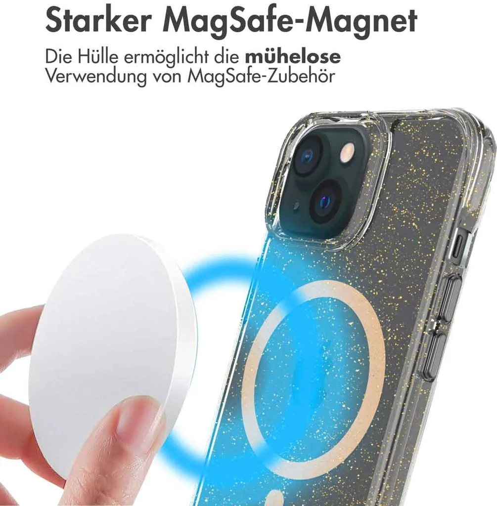 Custodia iPhone 15 MagSafe imoshion Glitter Oro - Trasparente e Robusta - 7