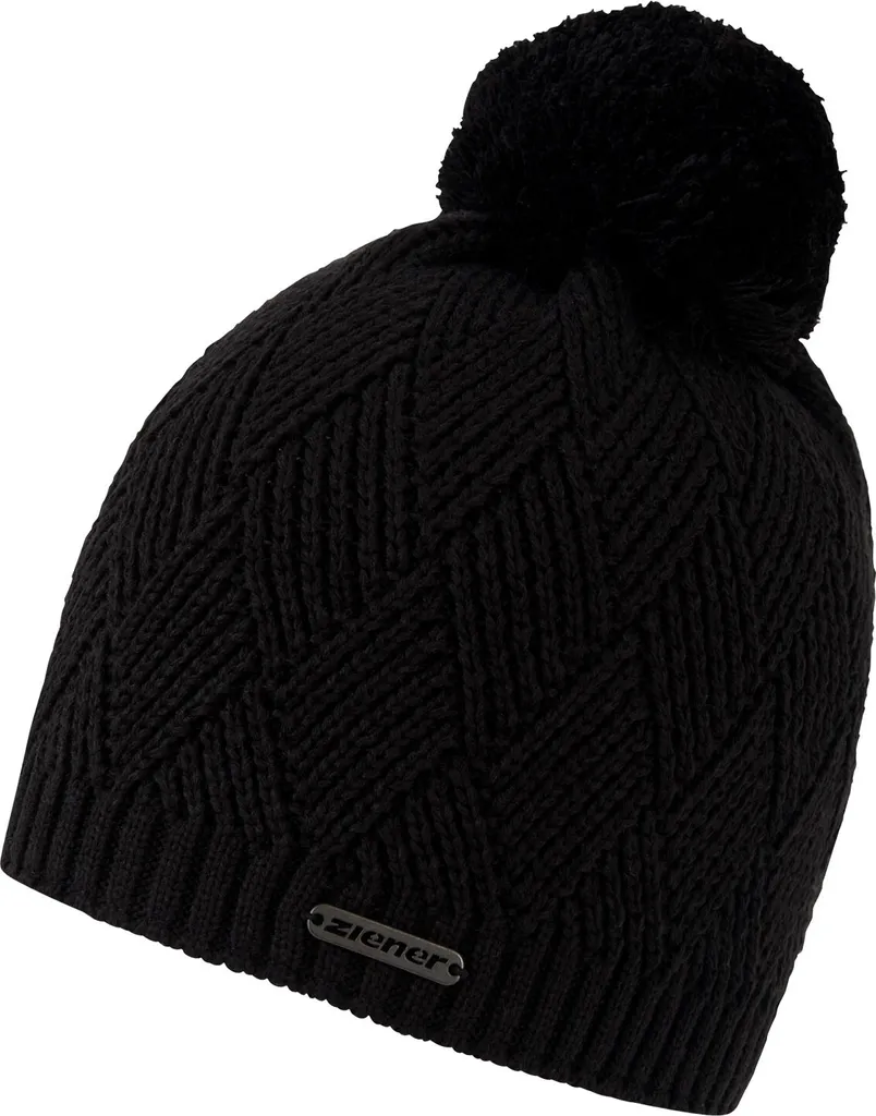Bonnet noir Ziener Ixia en maille souple - Douceur et chaleur garanties