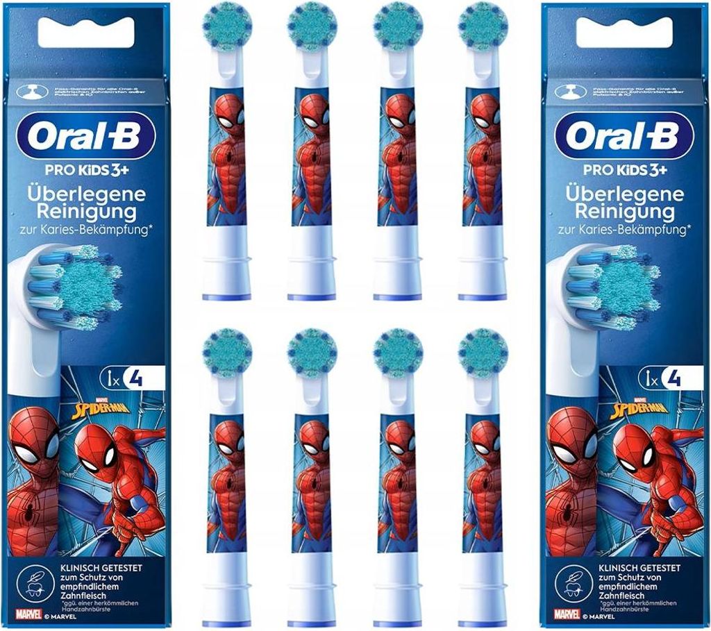 Oral-B EB10s Spiderman Aufsteckbürsten für elektrische Zahnbürsten, 8 Stück