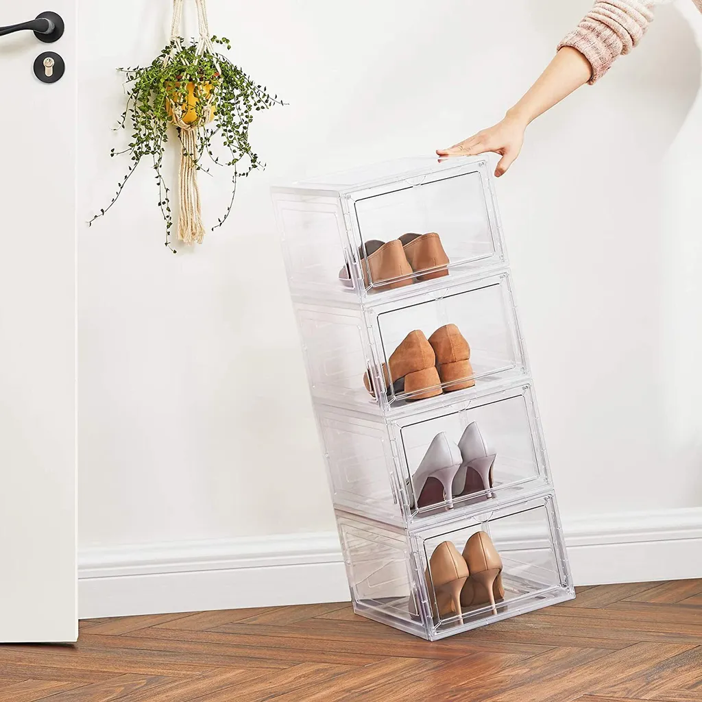 Rangement Chaussures pour Dressing et Entrée - 6 Boîtes Transparentes