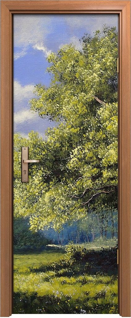 Türposter 70x200 cm Türaufkleber Türtapete Türfolie Klebefolie groß Gemälde Landschaft Bäume Kunst