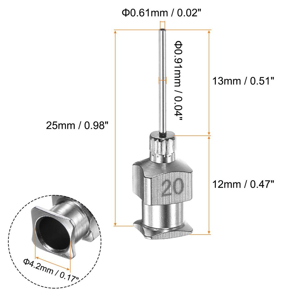 12 Stš¹ck 20 Gauge Edelstahl-Dosierstumpfnadeln, 1/2" Alle Metallklebernadelr?hren Stumpfe Spitzen Luer-Lock fš¹r dicke Flš¹ssigkeiten, Tinte...