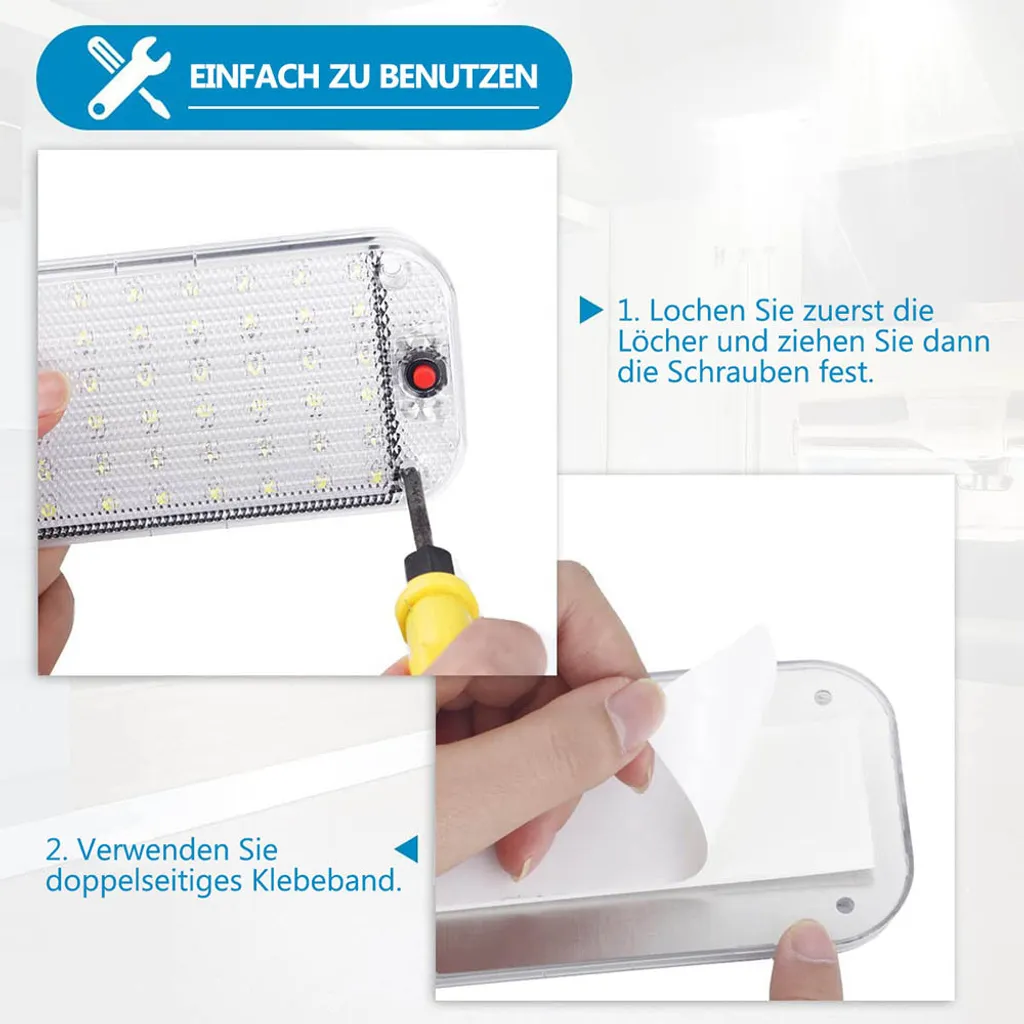 Plafoniera LED Per Camper 12V – 42x17 Cm, 1500 Lumen, Dimmerabile, 3 Temperature Di Colore (2700-6500K), Con Memoria