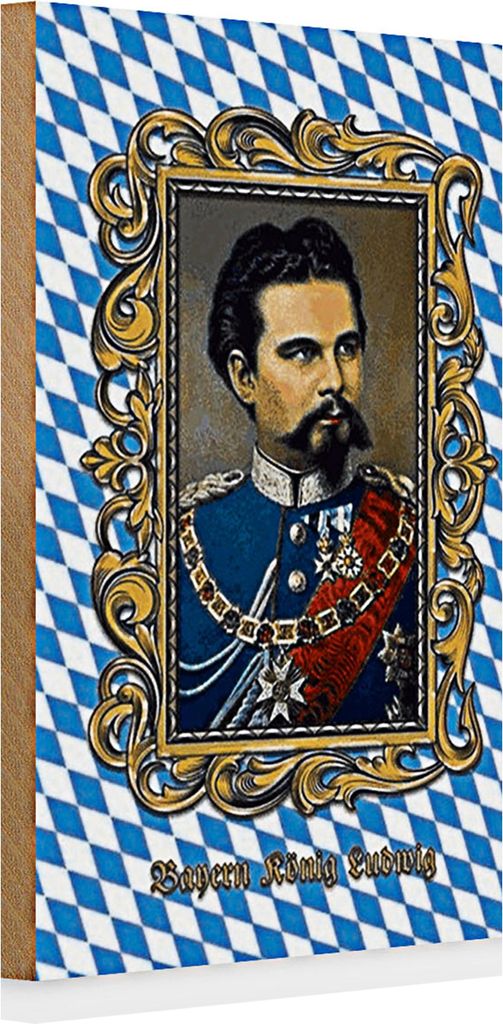 Holzschild Bayern 20x30cm König Ludwig Porträt