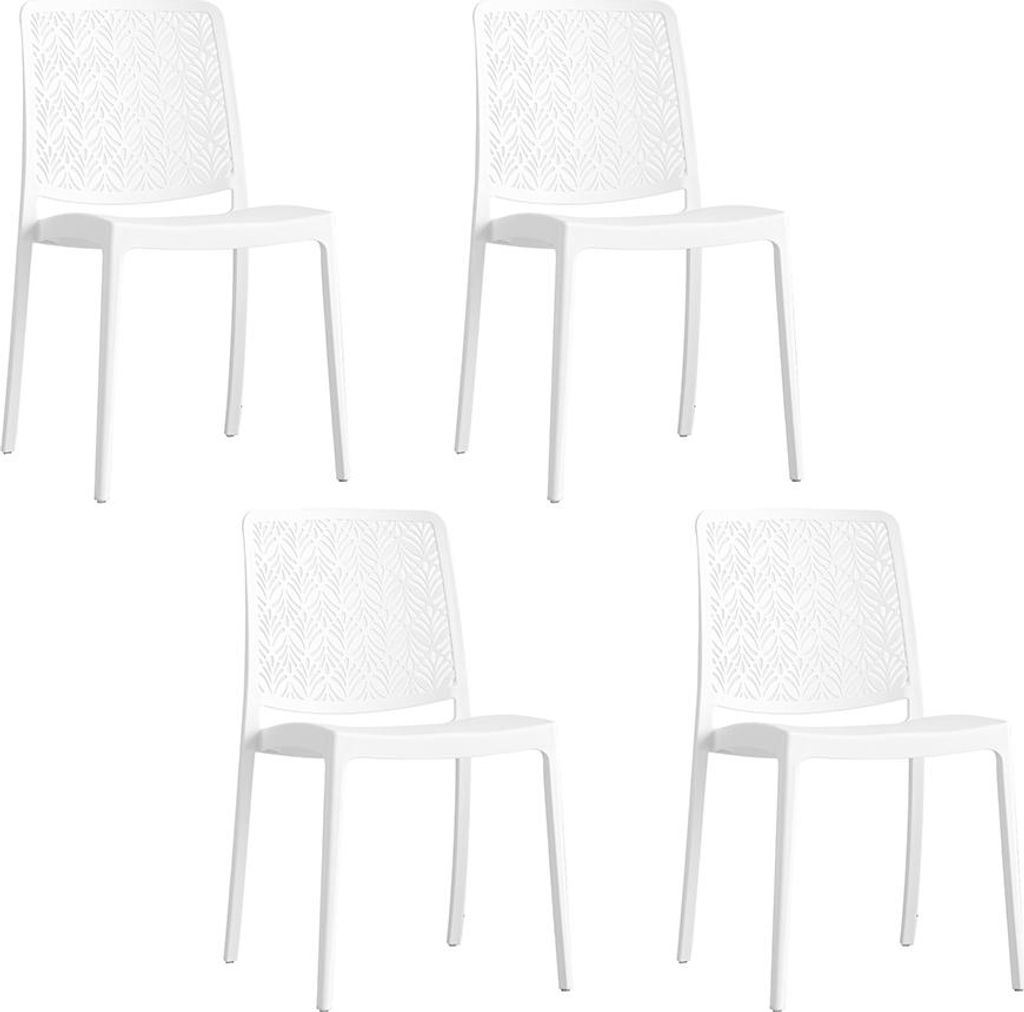 4er-Set stapelbare Stühle aus Polypropylen mit Glasfasern für Garten oder Innenbereich, wasserabweisend und widerstandsfähig, modernes - YARA - ...