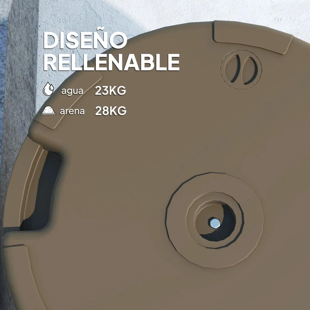 Support parasol réglable 28kg à lester marron base ronde 23L durable - 4
