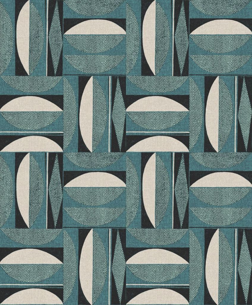 Khroma by Masureel Tapete geometrisches Motiv Blau - 631017 - 53 cm x 10.05 m