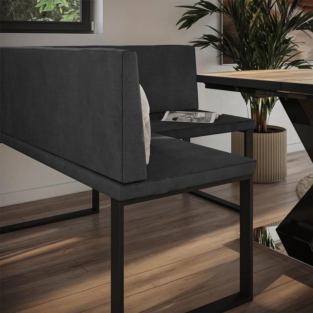 Banc d'angle Anthracite Vicco Ravon 120x120 cm Design Moderne et Épuré - 5