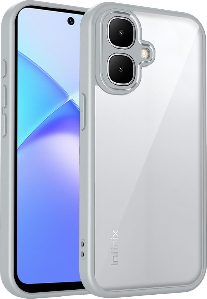 Hülle für Infinix Smart 10 Transparente Rückseite TPU Bumper Stoßfest Handyhülle Grau