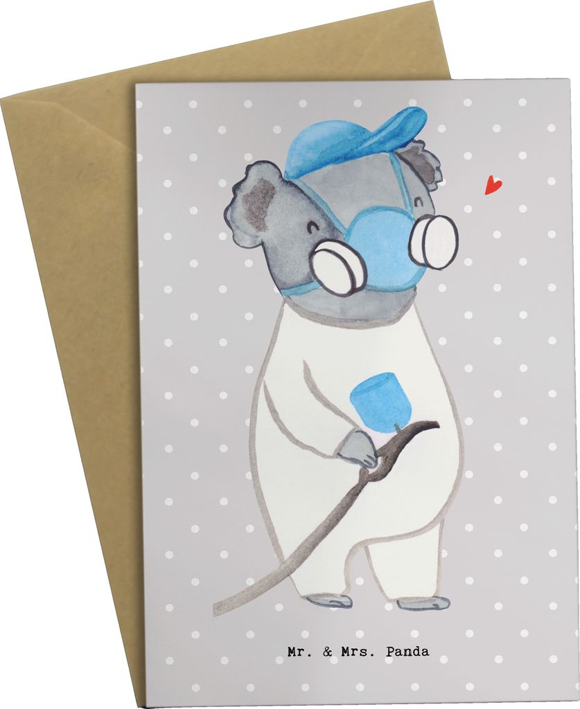 Mr. & Mrs. Panda babykarte Lackierer Herz - Grau Pastell - Geschenk, osterkarten, Ausbildung, weihnachtskarten, valentinstagskarte, Gesellenprüfun...