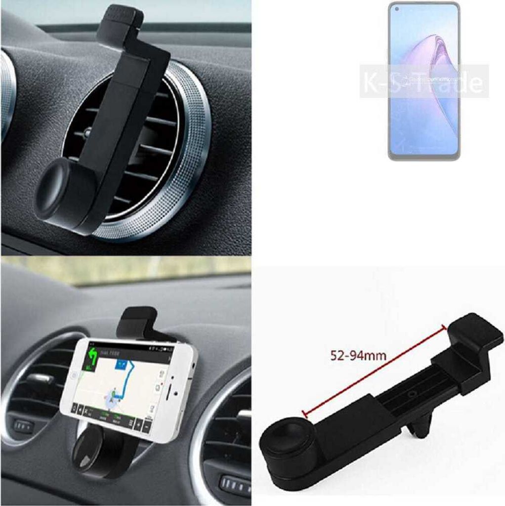 K-S-Trade Lüftungshalterung kompatibel mit Oppo Reno8 Global KFZ-Halterung Autohalterung Handy-halterung Lüftungsgitter Lüftungsschlitze Schwarz