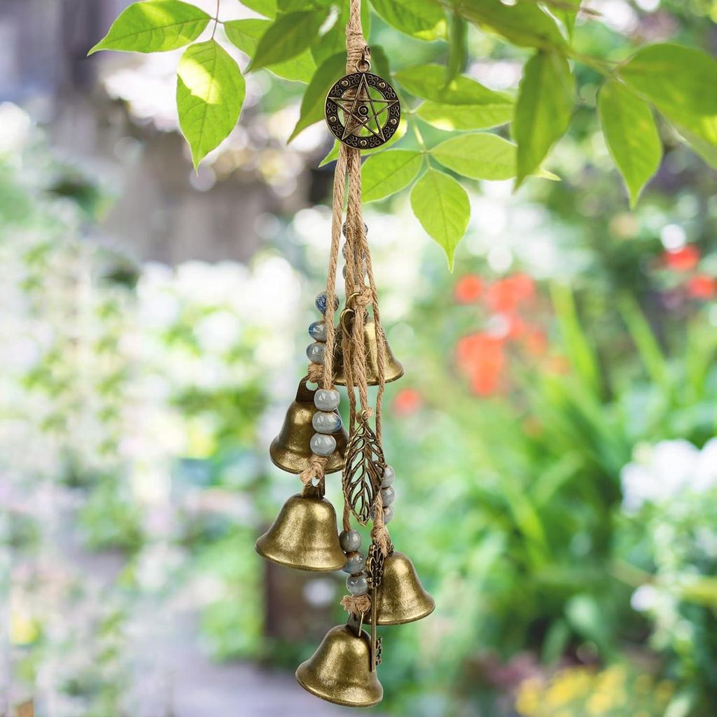 Vintage-Windspiel aus Metall mit Hexenmotiv für den Außenbereich, zum Schutz von Haus und Garten, als Hängedekoration für Terrasse, Garten oder...