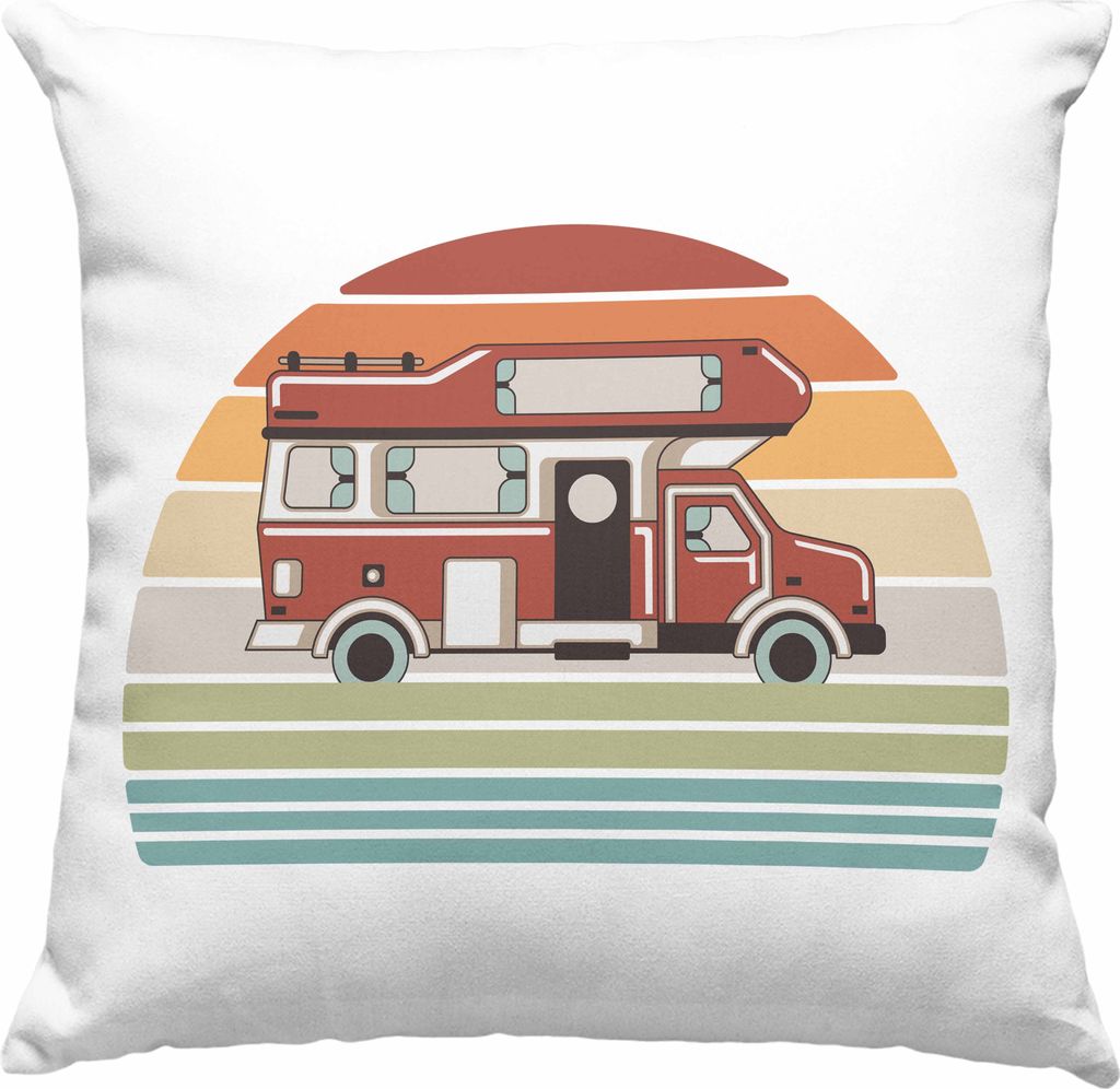 Trendation - Wohnwagen Camper Deko-Kissen mit Füllung 40x40 Geschenke Wohnmobil für Männer Campingwagen Geschenkidee Zubehör Camping Opa Oma Re...