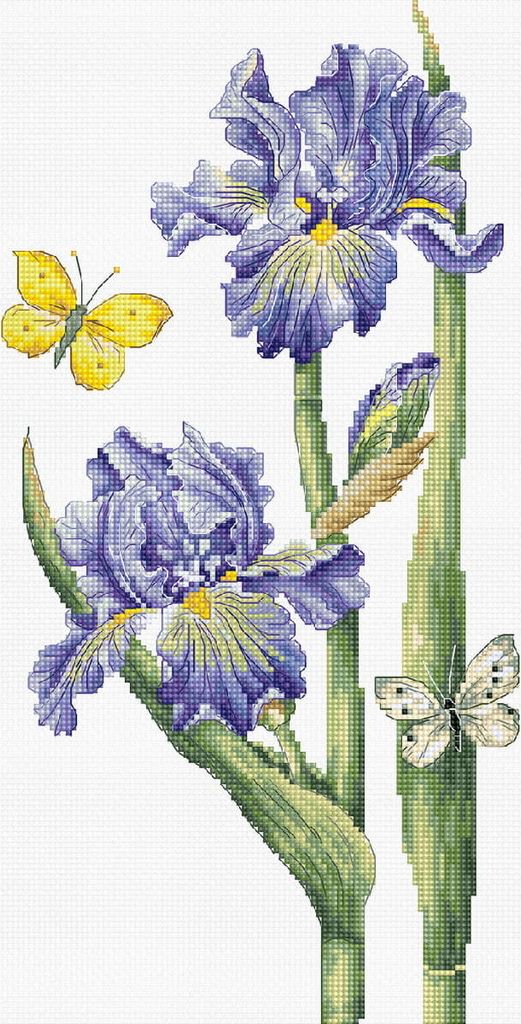 Luca-S Kreuzstich Set "Gold Collection. Mai Iris", Zählmuster, 15x30cm