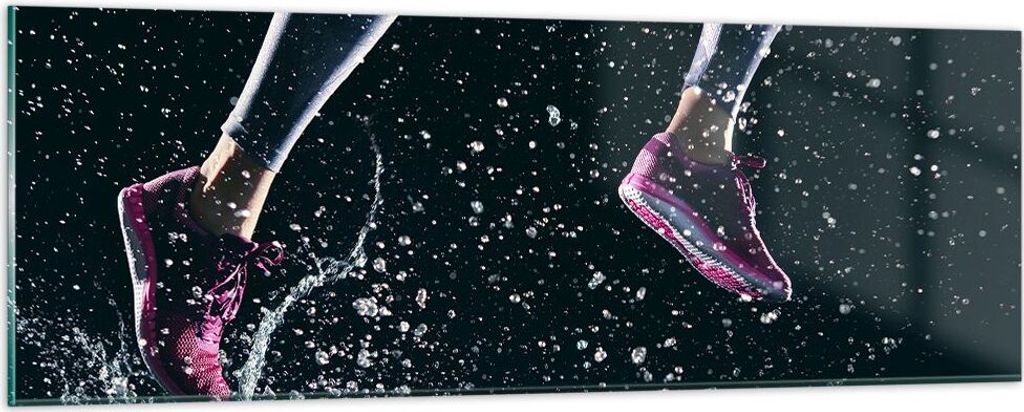 Bilder auf glas - Laufen Lifestyle Leichtathletik Schuhe - 90x30cm - Glasbilder - Wandbilder - Kunstdruck - Wanddekoration aus Glas - Glas Bilder -...