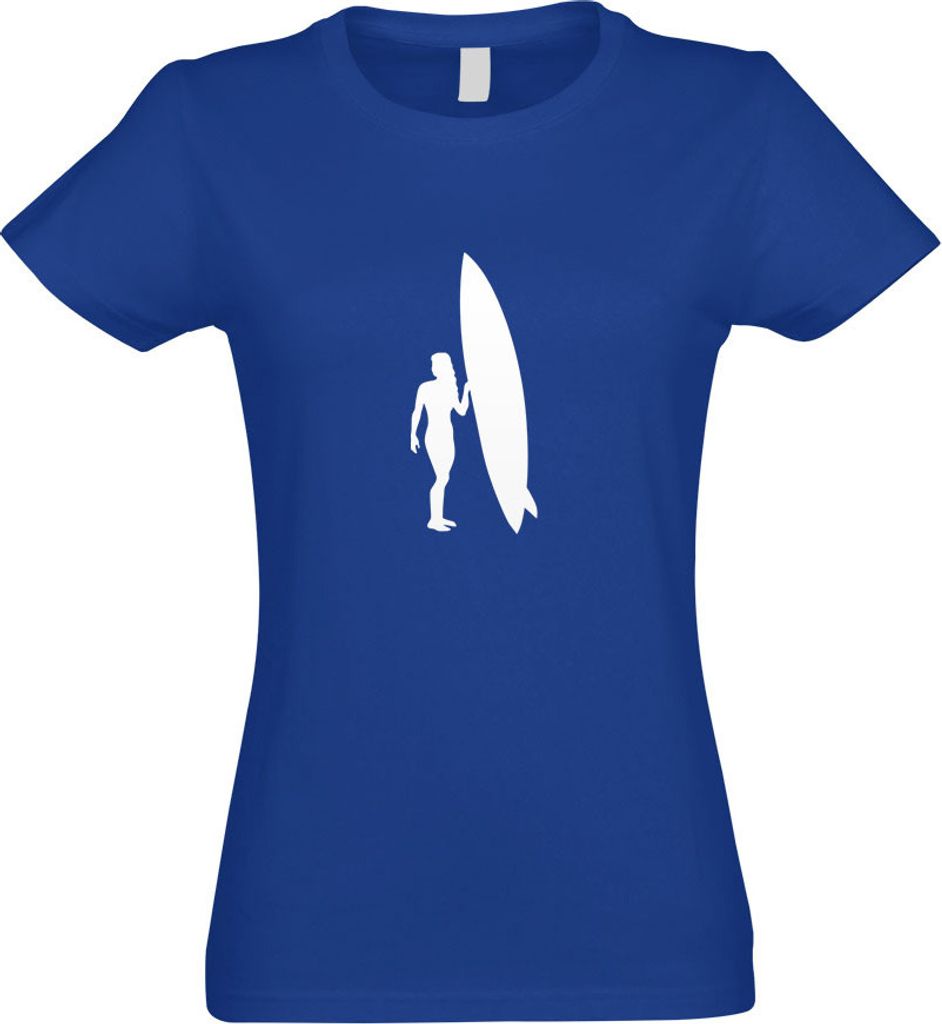 Kiwistar - T-Shirt tailliert - Damen - royal - Surfen Wellen Sport Figur - mit Motiv Bedruckt - Funshirt Design - Sport - Freizeit - Damen - XXL