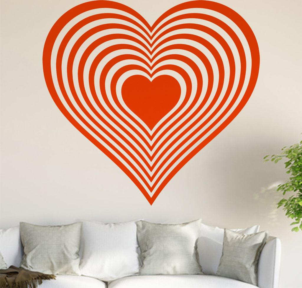 Herz Wandtattoo in 6 Größen - Wandaufkleber Wall Sticker - Dekoration, Küche, Wohnzimmer, Schlafzimmer, Badezimmer