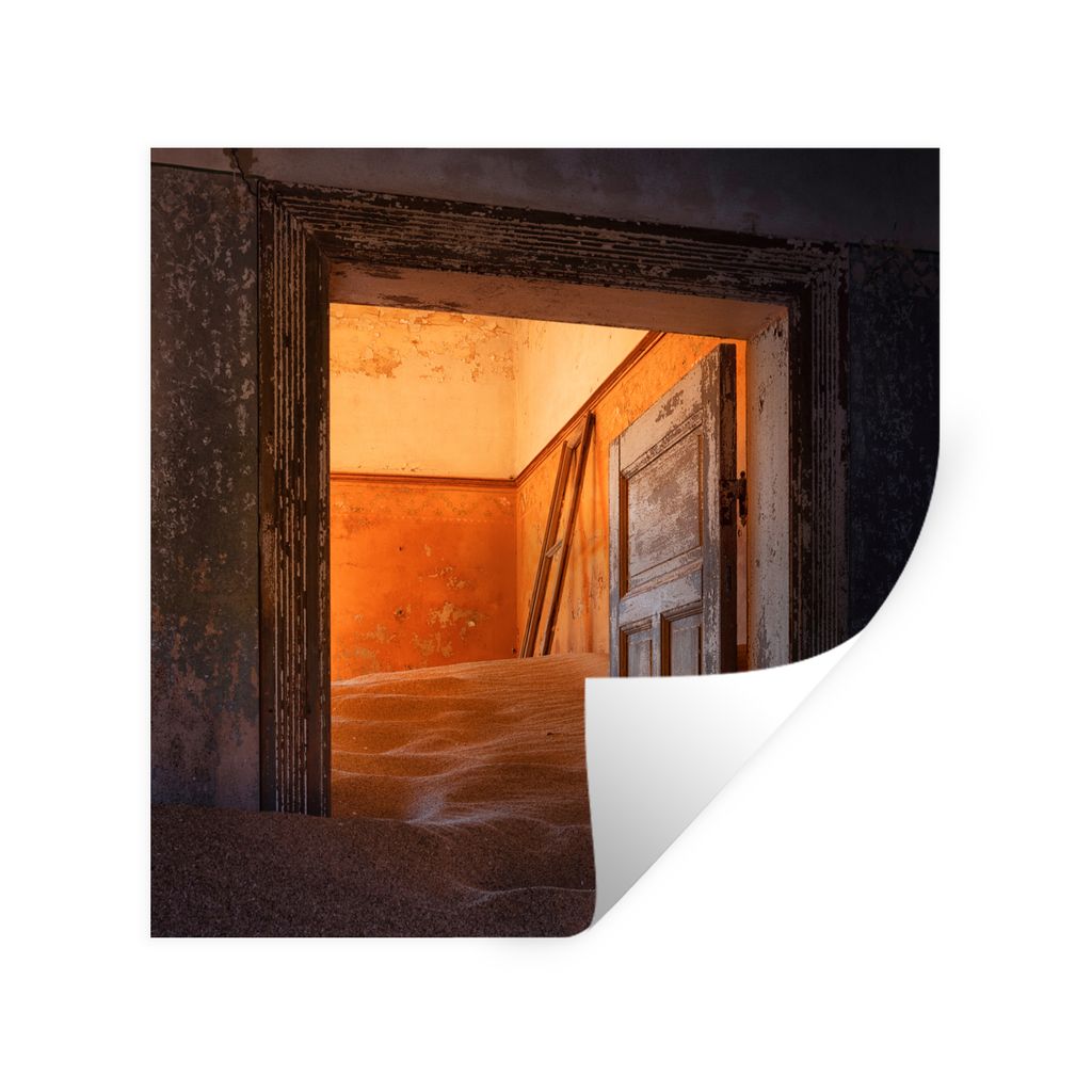 MuchoWow Wandtattoo Wandsticker Wandaufkleber Tür - Sand - Haus - Architektur 30x30 cm Selbstklebend und Repositionierbar - Repositionierbar - W...