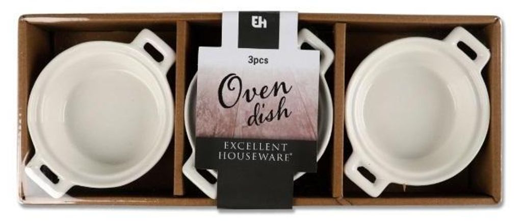 Excellent Houseware 3er Set Auflaufförmchen, Porzellan, Produktbild 