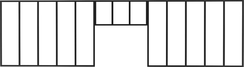 2er-Set verglaste Industriewände mit Oberlicht aus pulverbeschichtetem Aluminium - 2 x B 150 x H 105 + B 83 x H 40 cm - Schwarz - BAYVIEW