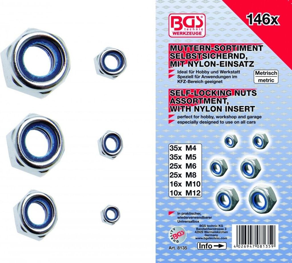 BGS technic 8135, Nakrętka sześciokątna, Chrom, Chrom, Zdjęcie produktu 