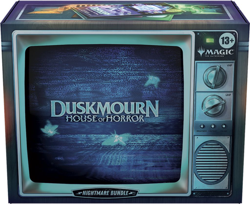 A product box designed to look like an old television set, displaying a horror-themed graphic.