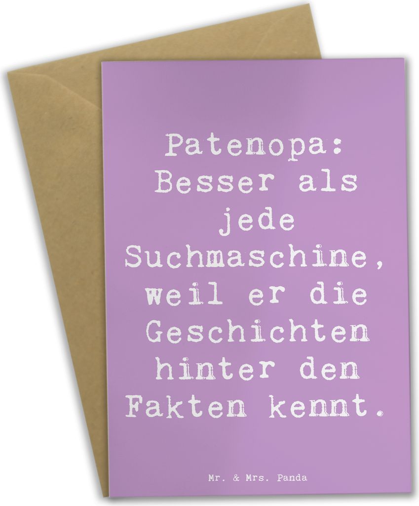 Mr. & Mrs. Panda Grußkarte Spruch Patenopa Geschichten - Lavendeltraum - Geschenk, einladungskarten, Freude, dankeskarten, Weihnachten, Überliefe...
