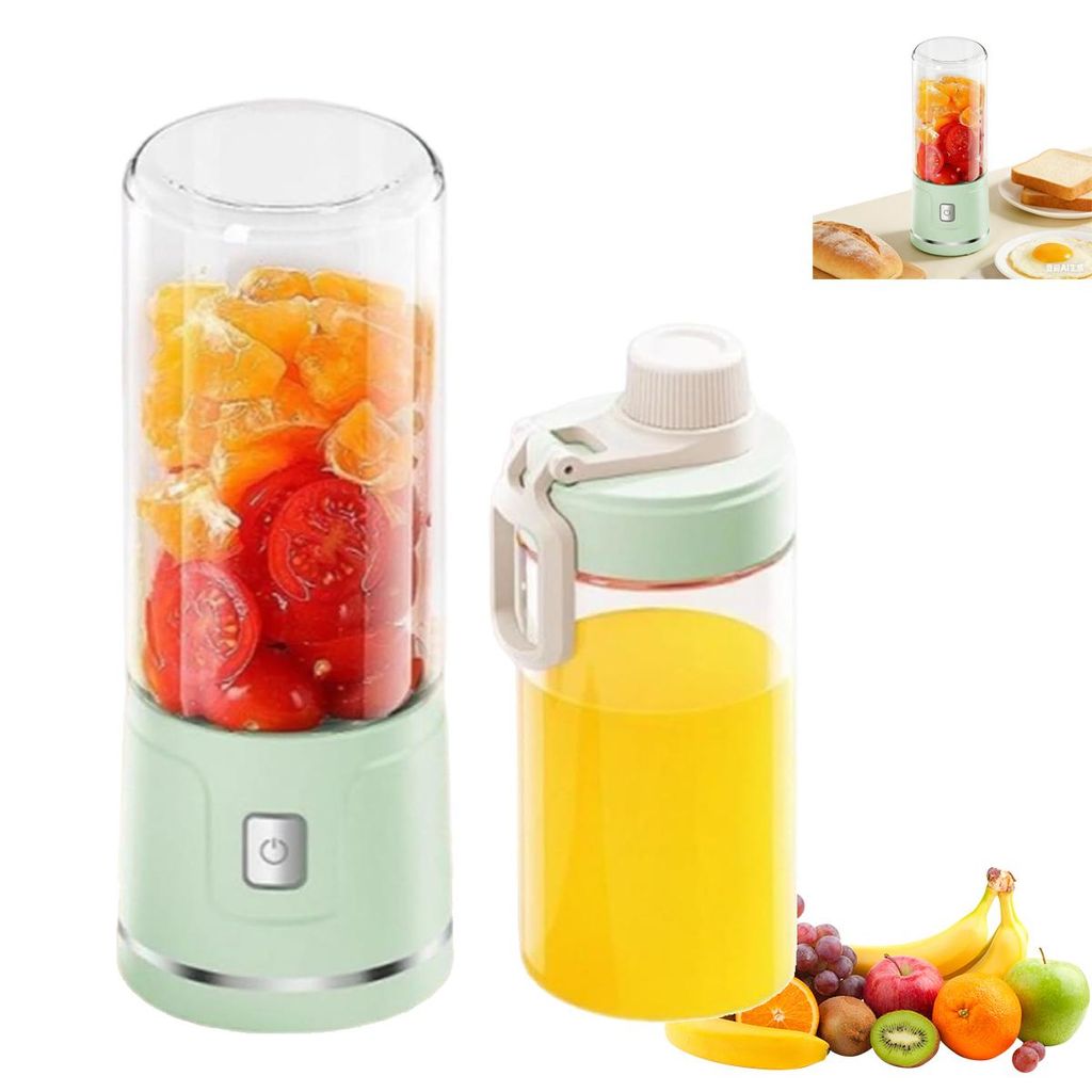 Tragbarer Mini Mixer 450ml USB – Smoothie Maker Glas Mixerbecher kabellos, tragbarer Standmixer für Smoothies, Saft, Babybrei und Shakes