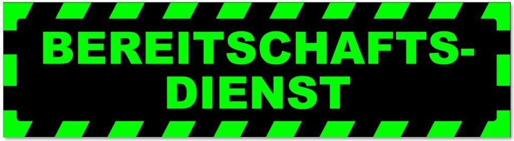 Kiwistar - Autoaufkleber - Grün - Schwarz - 45 x 12 cm - Bereitschaftsdienst gestreift - Hinweis Aufkleber Sticker für Auto, Kfz, Fahrrad, PKW, LKW
