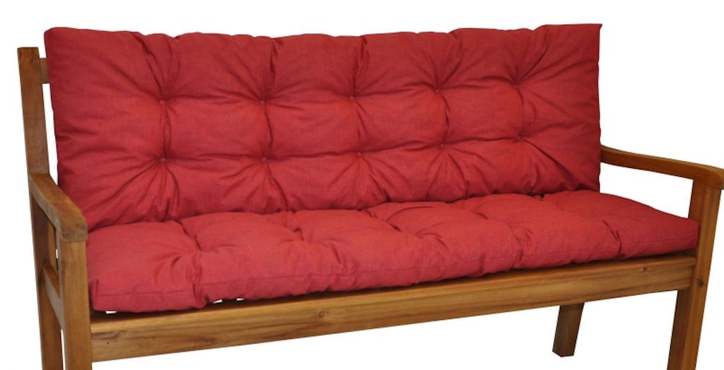 Bankauflage Kissen / Polster für Gartenbank / Bankkissen 120 cm rot