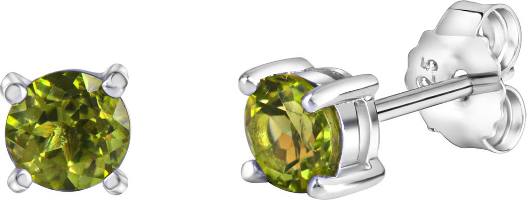 V Ohrstecker 925/- Sterling Silber 0,5cm weiß Peridot grün 273220605-5
