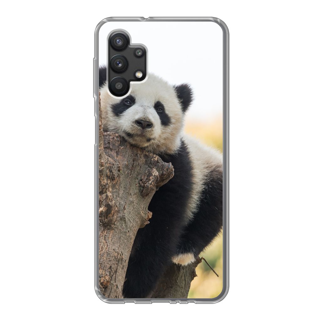 MuchoWow Handyhülle Schutzhülle Hülle für Samsung Galaxy A32 5G Panda - Baum - Licht Silikon Softcase Handy Hülle - Softcase