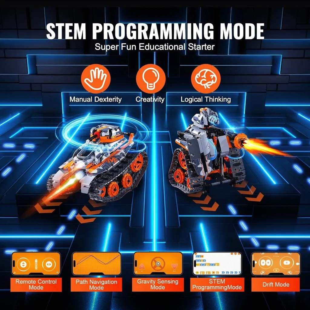 Kit Robotica Educativo STEM 5 in 1 Bambini - 554 Pezzi App Control - 3
