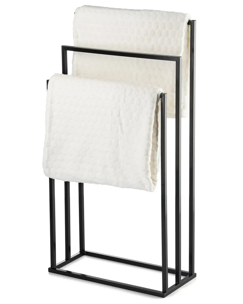 Porte-serviettes noir LOFT en métal mat - Accessoire de salle de bain chic