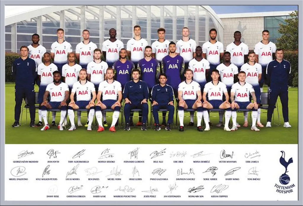 Affiche Tottenham Hotspur 2018/19 avec Cadre Argenté Maxi Shinsuke