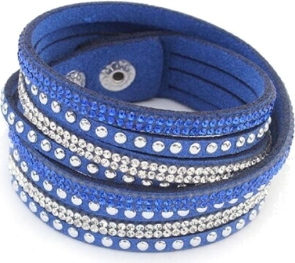 Wickelarmband Nieten und Strass Stiefelband blau Produktbild 
