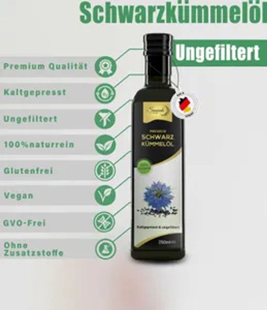 Sunnah Shop® Schwarzkümmelöl ungefiltert & kaltgepresst | Produktbild 