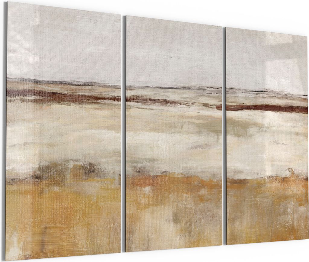 DEQORI Glasbild Echtglas 3x50x100 cm 'Weite Ockerlandschaft' Wandbilder XXL groß