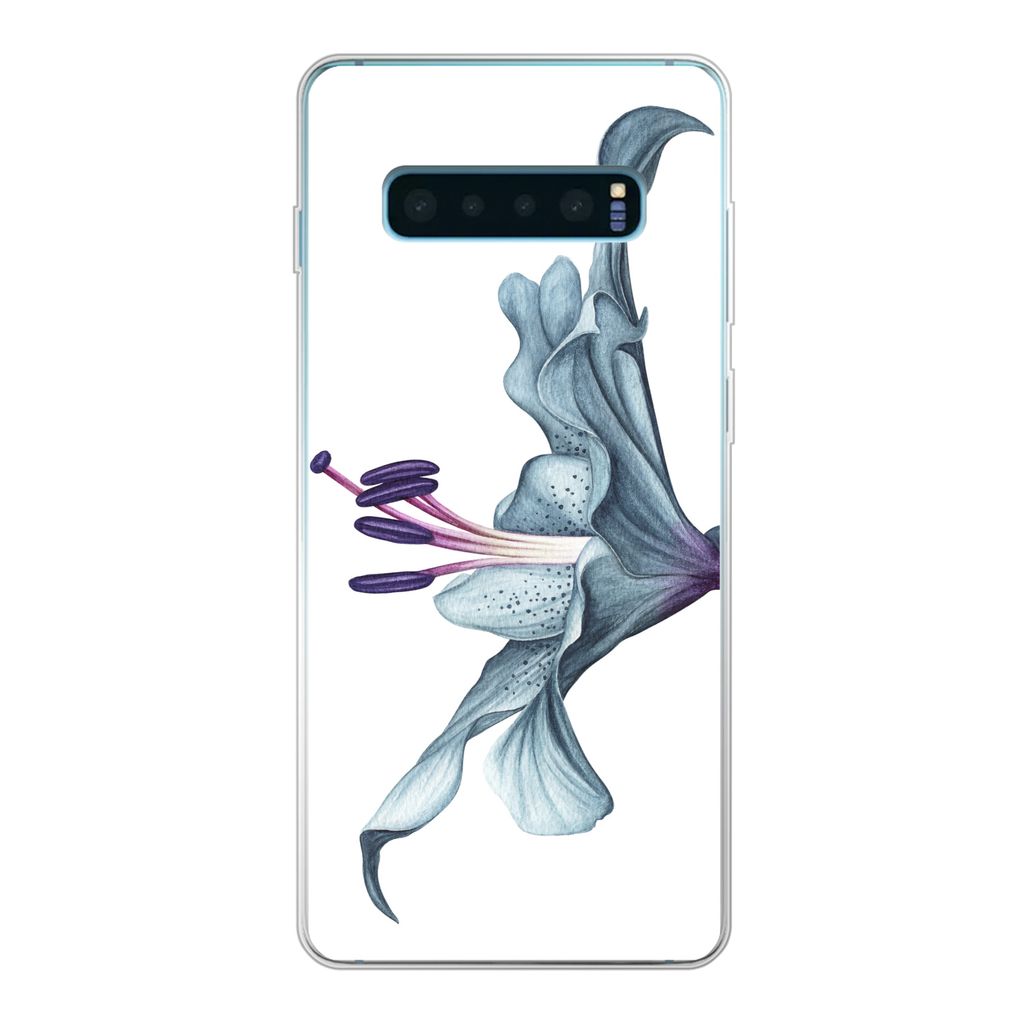 MuchoWow Handyhülle Schutzhülle Hülle für Samsung Galaxy S10 Plus Blumen - Aquarell - Lilie Silikon Softcase Handy Hülle - Schutzhülle