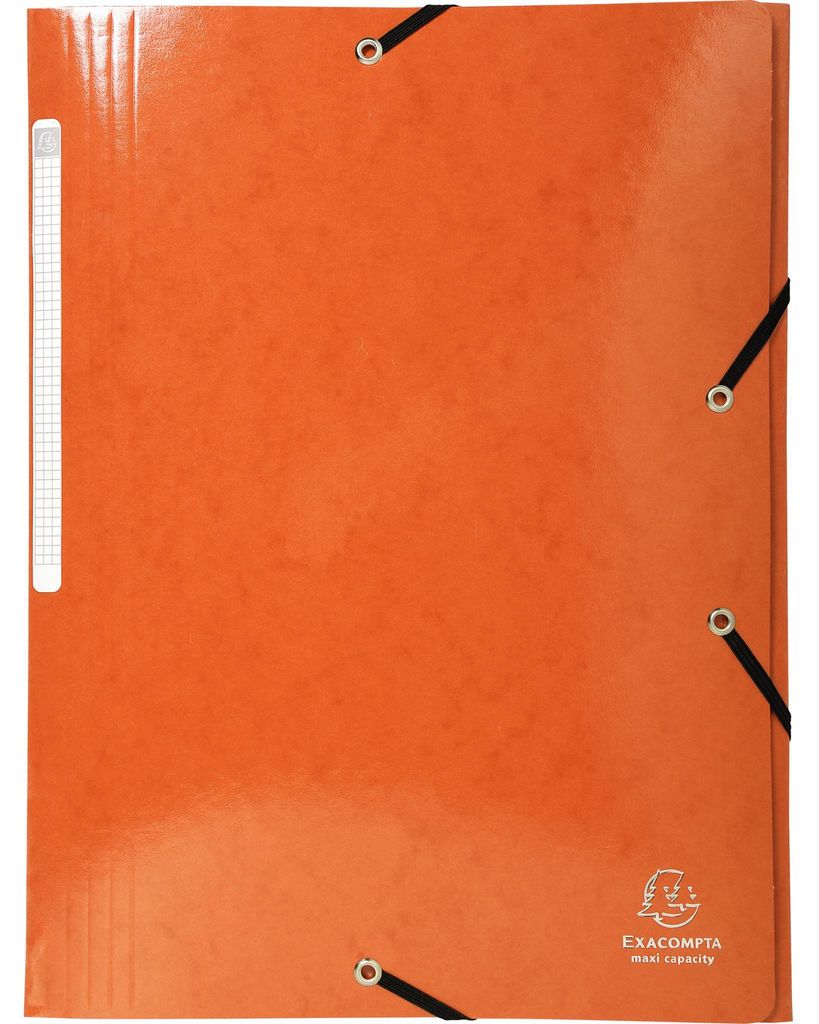 Exacompta 25x Sammelmappe + 3 Klappen Gummizug MAXI Karton 425g A4 Orange 55836E